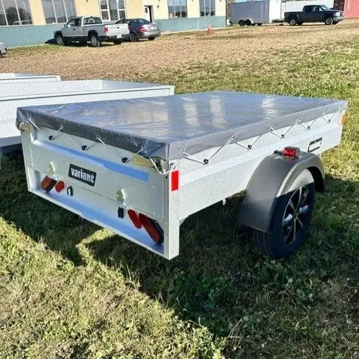 Variant 7’ Heavy Duty Utility Tilt Trailer with Tarp Cover, 4.2’x7’ Tilt Bed, Removable Tailgate, MFR #: S205Tilttarp, Made in Canada