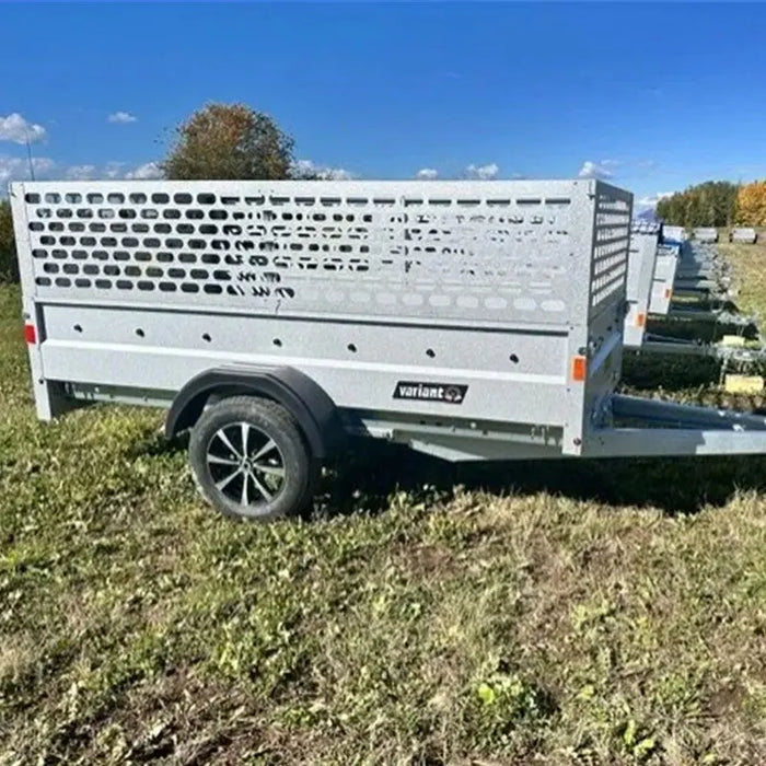 Variant 9’ Heavy Duty Utility Tilt Trailer with Ramp, 5’ x 9’ Inner Box, Mesh Side Extensions, MFR #: 754Tiltmesh, Made in Canada