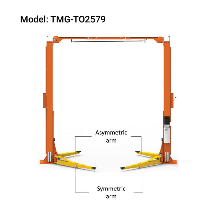 TMG-TO2579 ALI certified 10,000 lb two-post overhead auto lift, 73" lift height (Torin T10000-2OH-33)
