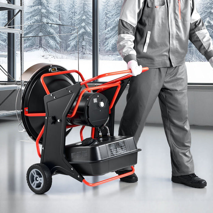 125 000 BTU:n säteilykerosiini-/diesellämmitin, kannettava teollisuustilojen lämmitin säädettävällä lämpötilalla ja pyörillä, DOBA-RH125