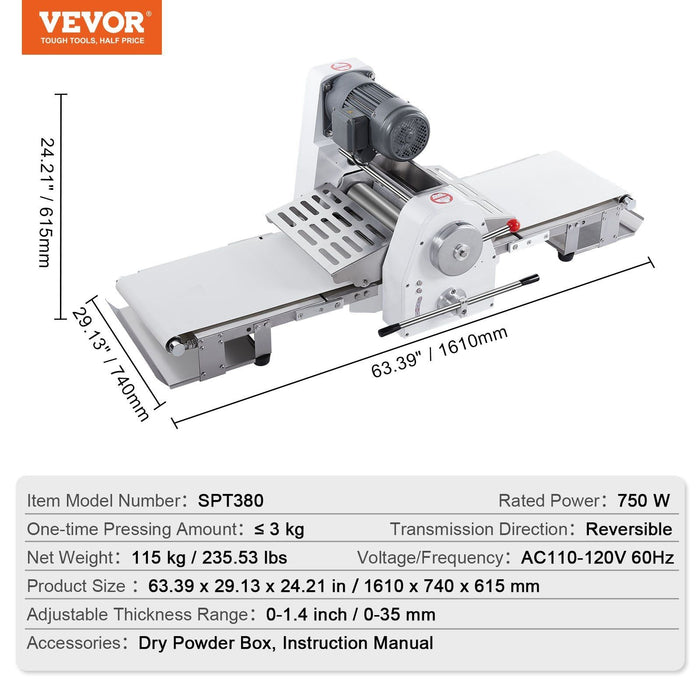 15.7" Commercial Electric Dough Sheeter, Dough Roller Pastry Press Machine for Bakeries & Restaurants, DOBA-DS157