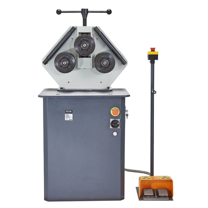 750W Electric Roll Bending Machine, 3-Roller Pipe Bender with 180° Max Bending Angle, Reversible Foot Switch, 220V 3-Phase, DOBA-RB750