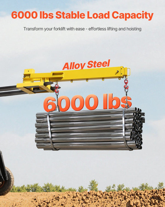 6000 paunan säädettävä trukkipuominosturi, liikuteltava trukkinosturi kahdella koukulla, raskaaseen käyttöön tarkoitettu nostolaite, DOBA-FJ6000