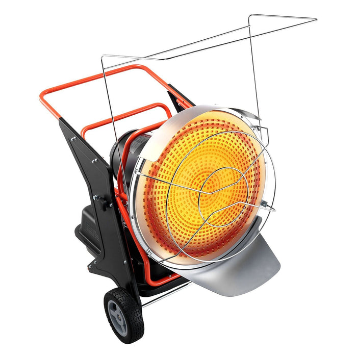 125 000 BTU:n säteilykerosiini-/diesellämmitin, kannettava teollisuustilojen lämmitin säädettävällä lämpötilalla ja pyörillä, DOBA-RH125