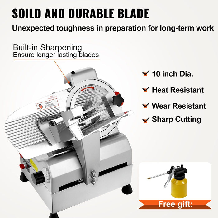 540W Automatic Meat Slicer, 10" Dual Stainless Steel Blades, 0–15mm Adjustable Thickness, Child Lock Protection, DOBA-MS540