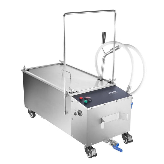 55 litran siirrettävä rasvakeittimen suodatin, suodatusnopeus 10 l/min, kääntyvät pyörät, öljyletku ravintolakäyttöön, DOBA-FF55