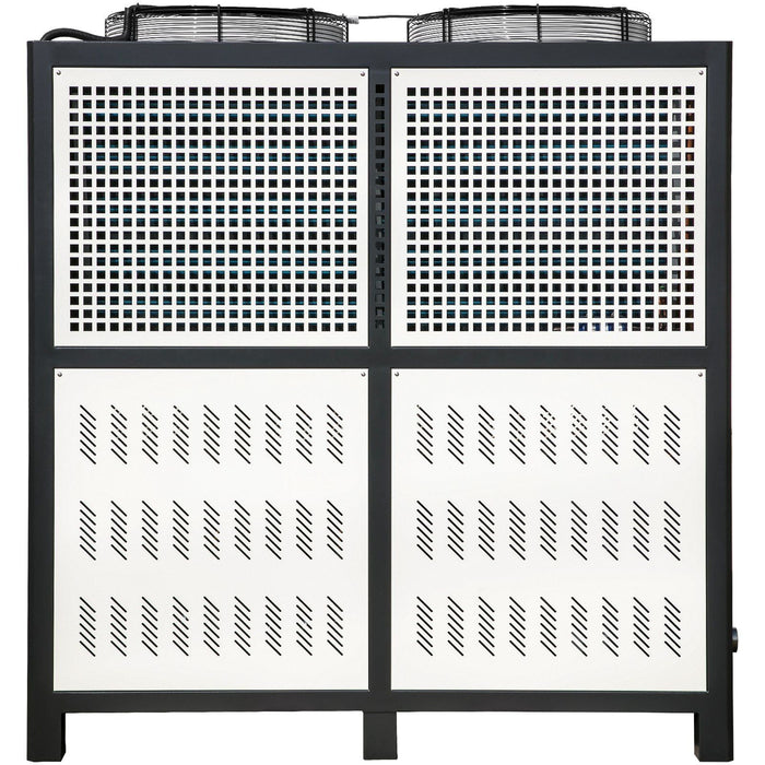 15 tonnin teollisuusvesijäähdytin, 15 hv:n ilmajäähdytteinen järjestelmä, ripallinen lauhdutin mikrotietokoneohjauksella, ruostumattomasta teräksestä valmistettu vesisäiliö, DOBA-WC15