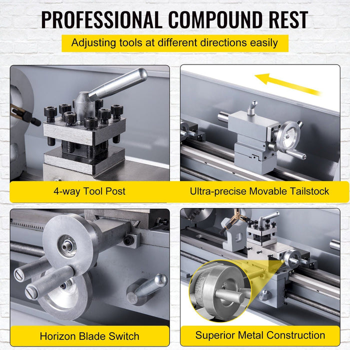 8.3" x 31.5" Metal Lathe, 2500 RPM Variable Speed, 850W Brushless Motor, Precision Mini Lathe for Metalworking, DOBA-ML8315
