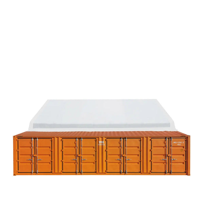 TMG Industrial 30' x 40' PVC Fabric Container Peak Roof Shelter with End Wall & Partial Front Drop Pro Series, Fire Retardant, Water Resistant, UV Protected, TMG-ST3041CVF