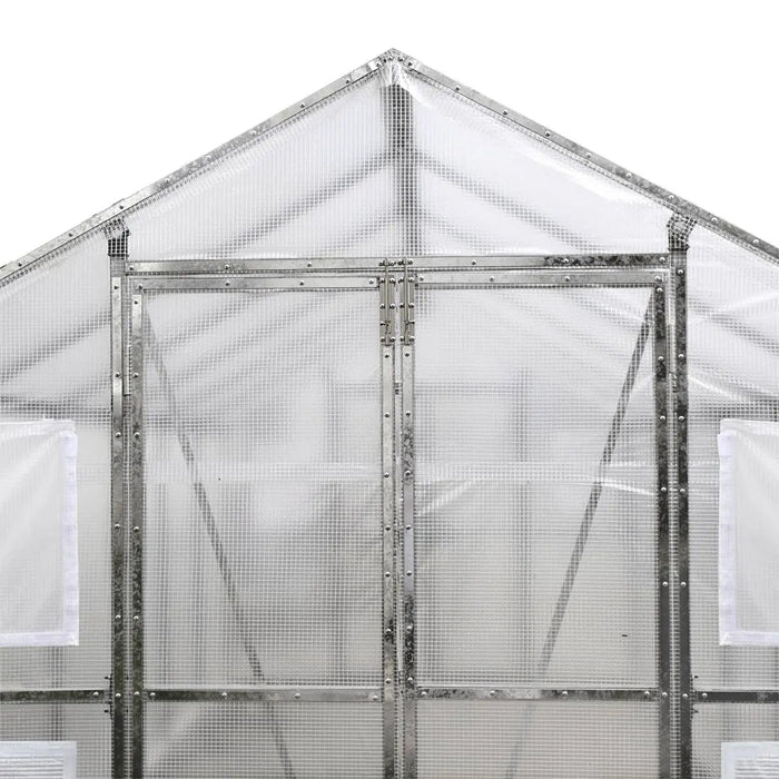 TMG Industrial 8’ x 26’ Greenhouse Grow Tent w/20 Mil Ripstop Leno Mesh PVC Cover, Galvanized Steel Frame, Roll-up Windows, TMG-GH826