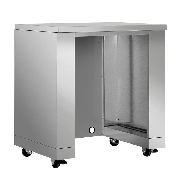 TMG Living Kitchen Pro Series 7-Piece Stainless Steel Modular Outdoor Kitchen Suite Set, 35” Refrigerator Cabinet, 32” BBQ, 4-Burner Gas Grill, Sink, Side Burner, Corner Cabinet, Pizza Oven, TMG-LKS12